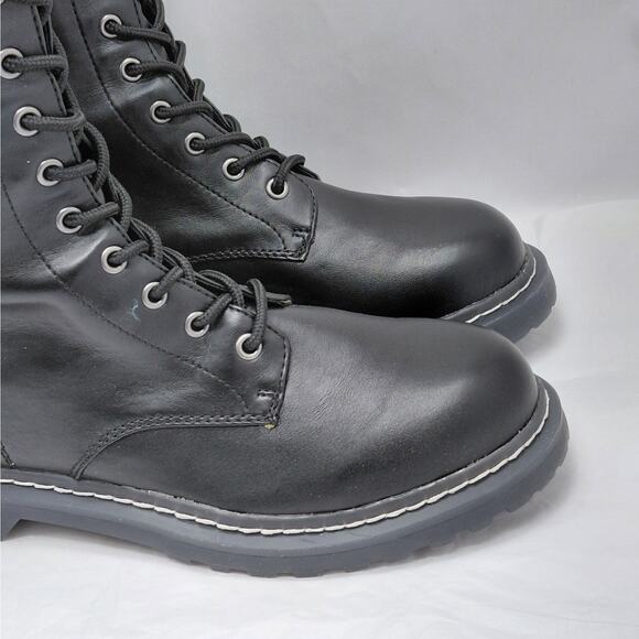 Wild Pair Womens Combat Boot Size 9.5 Black Knee High Lace Up Lug Sole Goth Moto - Picture 5 of 12